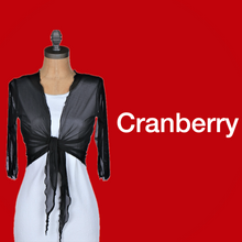 Load image into Gallery viewer, Tie-Front Mesh Shrug - Cranberry