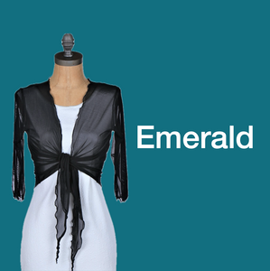 Tie-Front Mesh Shrug - Emerald