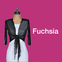 Load image into Gallery viewer, Tie-Front Mesh Shrug - Fuchsia