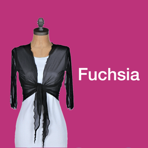 Tie-Front Mesh Shrug - Fuchsia