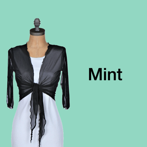 Tie-Front Mesh Shrug - Mint