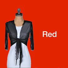 Load image into Gallery viewer, Tie-Front Mesh Shrug - Red