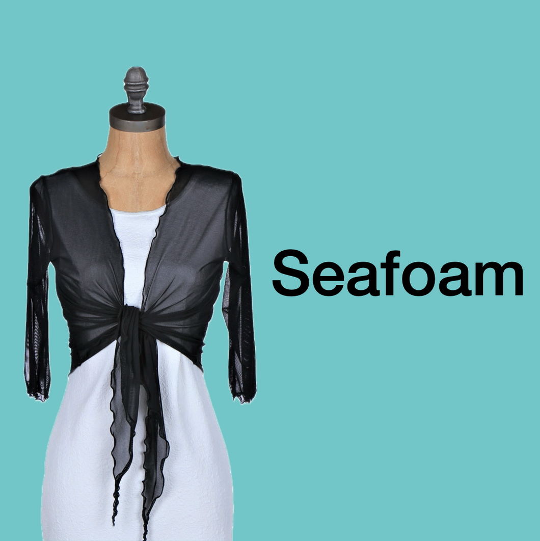 Tie-Front Mesh Shrug - Seafaom